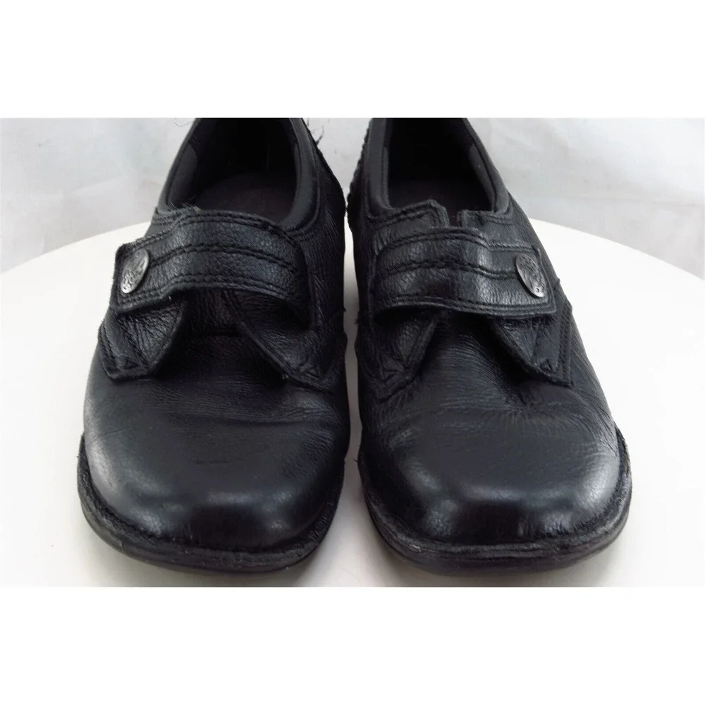 Clarks Women Sz 7.5 M Black‎ Slip-On Leather Shoes